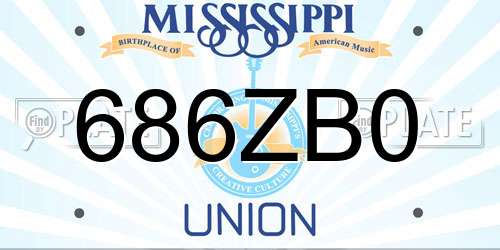 686ZB0 Mississippi License Plate