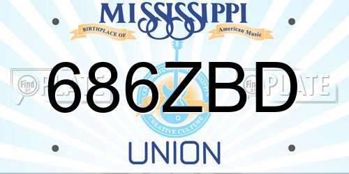 686ZBD Mississippi License Plate
