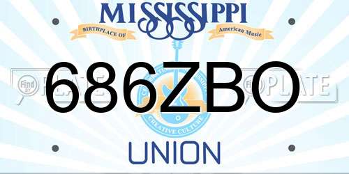 686ZBO Mississippi License Plate