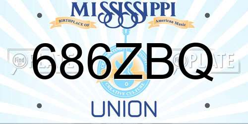 686ZBQ Mississippi License Plate