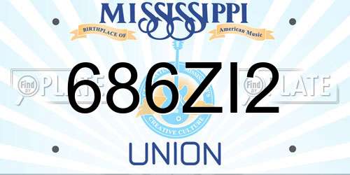 686ZI2 Mississippi License Plate