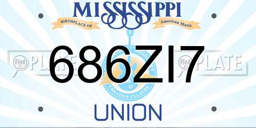 686ZI7 Mississippi License Plate