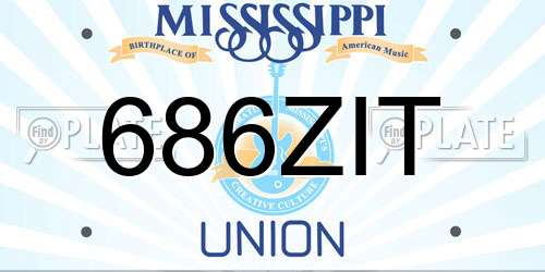 686ZIT Mississippi License Plate
