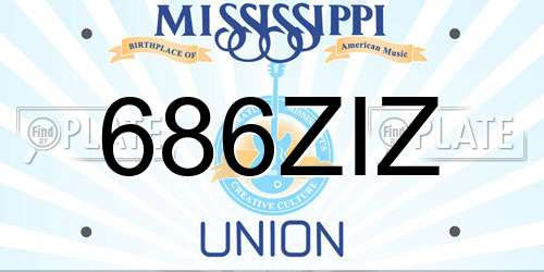686ZIZ Mississippi License Plate