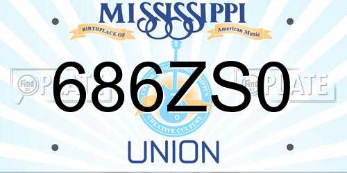 686ZS0 Mississippi License Plate
