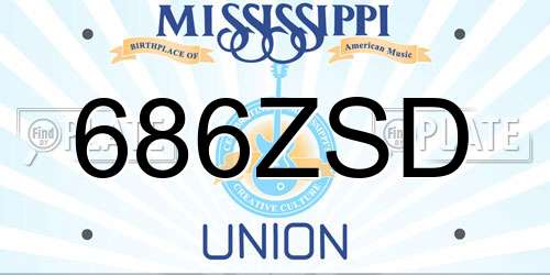 686ZSD Mississippi License Plate