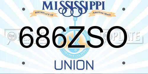 686ZSO Mississippi License Plate
