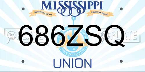 686ZSQ Mississippi License Plate