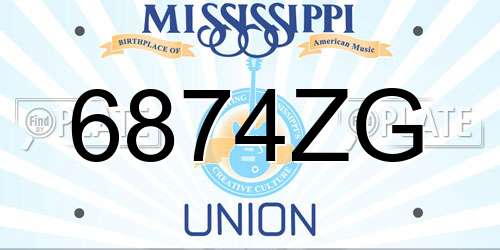 6874ZG Mississippi License Plate
