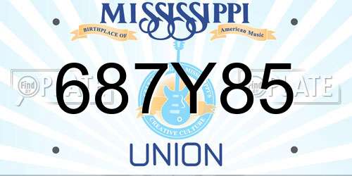 687Y85 Mississippi License Plate