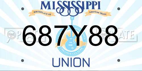 687Y88 Mississippi License Plate