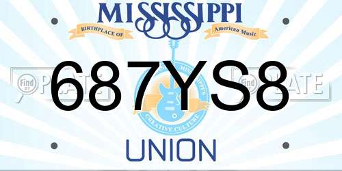 687YS8 Mississippi License Plate