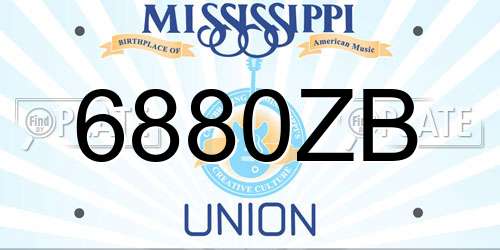 6880ZB Mississippi License Plate