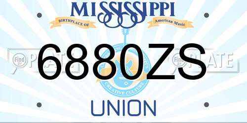 6880ZS Mississippi License Plate