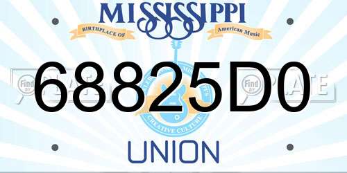 68825D0 Mississippi License Plate