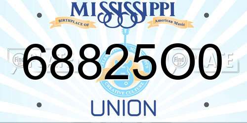 68825O0 Mississippi License Plate