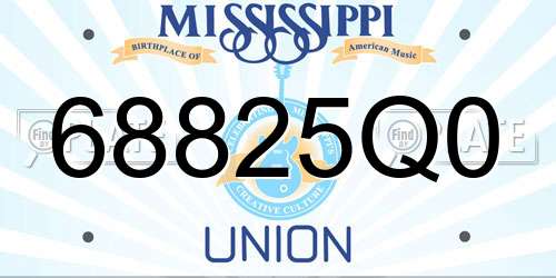 68825Q0 Mississippi License Plate