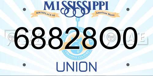 68828O0 Mississippi License Plate