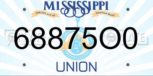 68875O0 Mississippi License Plate