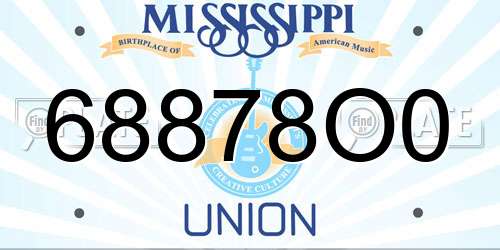 68878O0 Mississippi License Plate