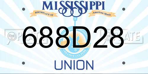 688D28 Mississippi License Plate