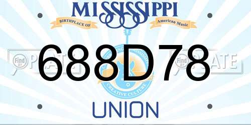 688D78 Mississippi License Plate