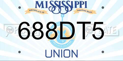 688DT5 Mississippi License Plate