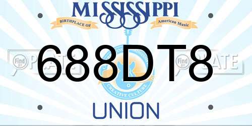 688DT8 Mississippi License Plate