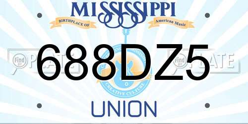 688DZ5 Mississippi License Plate