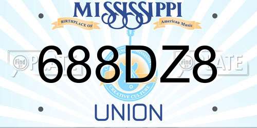 688DZ8 Mississippi License Plate