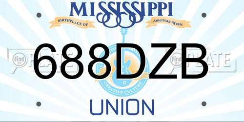 688DZB Mississippi License Plate