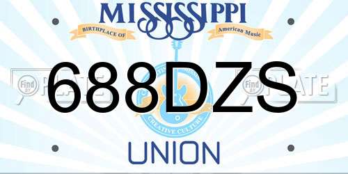 688DZS Mississippi License Plate