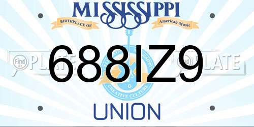 688IZ9 Mississippi License Plate