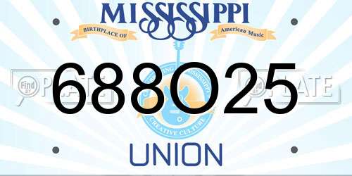 688O25 Mississippi License Plate