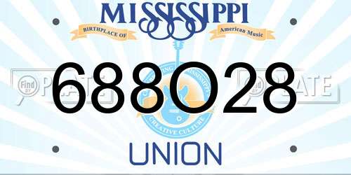 688O28 Mississippi License Plate
