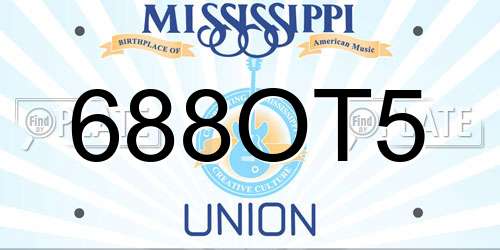 688OT5 Mississippi License Plate