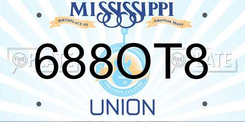 688OT8 Mississippi License Plate