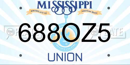 688OZ5 Mississippi License Plate
