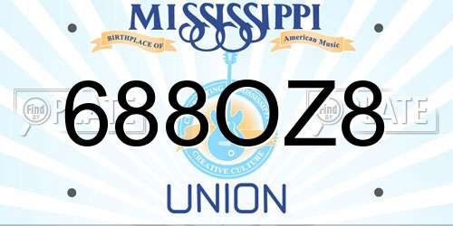 688OZ8 Mississippi License Plate