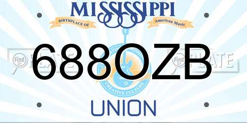 688OZB Mississippi License Plate
