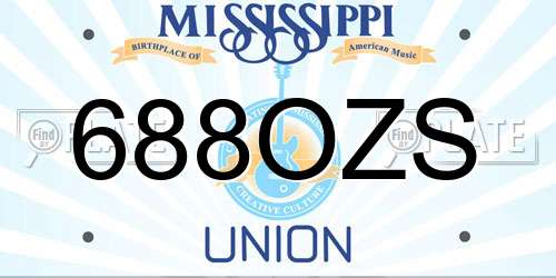 688OZS Mississippi License Plate