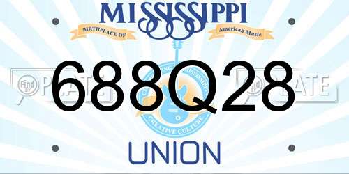 688Q28 Mississippi License Plate
