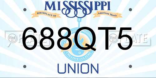 688QT5 Mississippi License Plate