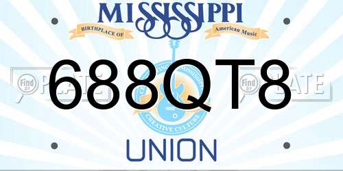 688QT8 Mississippi License Plate