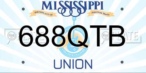 688QTB Mississippi License Plate