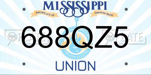 688QZ5 Mississippi License Plate