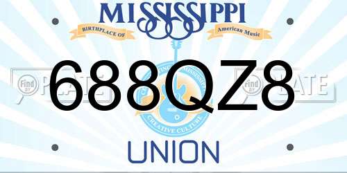 688QZ8 Mississippi License Plate