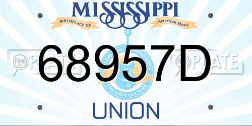 68957D Mississippi License Plate