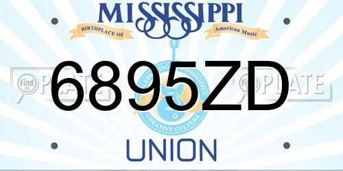 6895ZD Mississippi License Plate