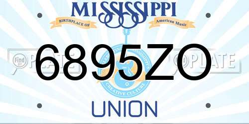 6895ZO Mississippi License Plate